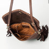 Brown Leather Crossbody with Tooled Flap