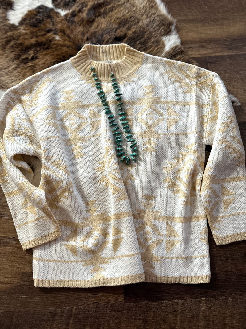 Aztec Jacquard Sweater - Beige