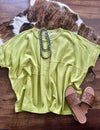 Oversized Waffle Knit Top - Lime