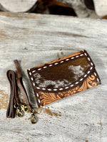 Cowhide / Leather Wallet with Wristlet & Crossbody Strap