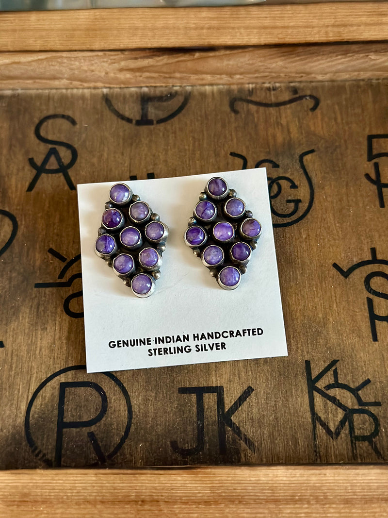 Navajo Charoite Cluster Earrings