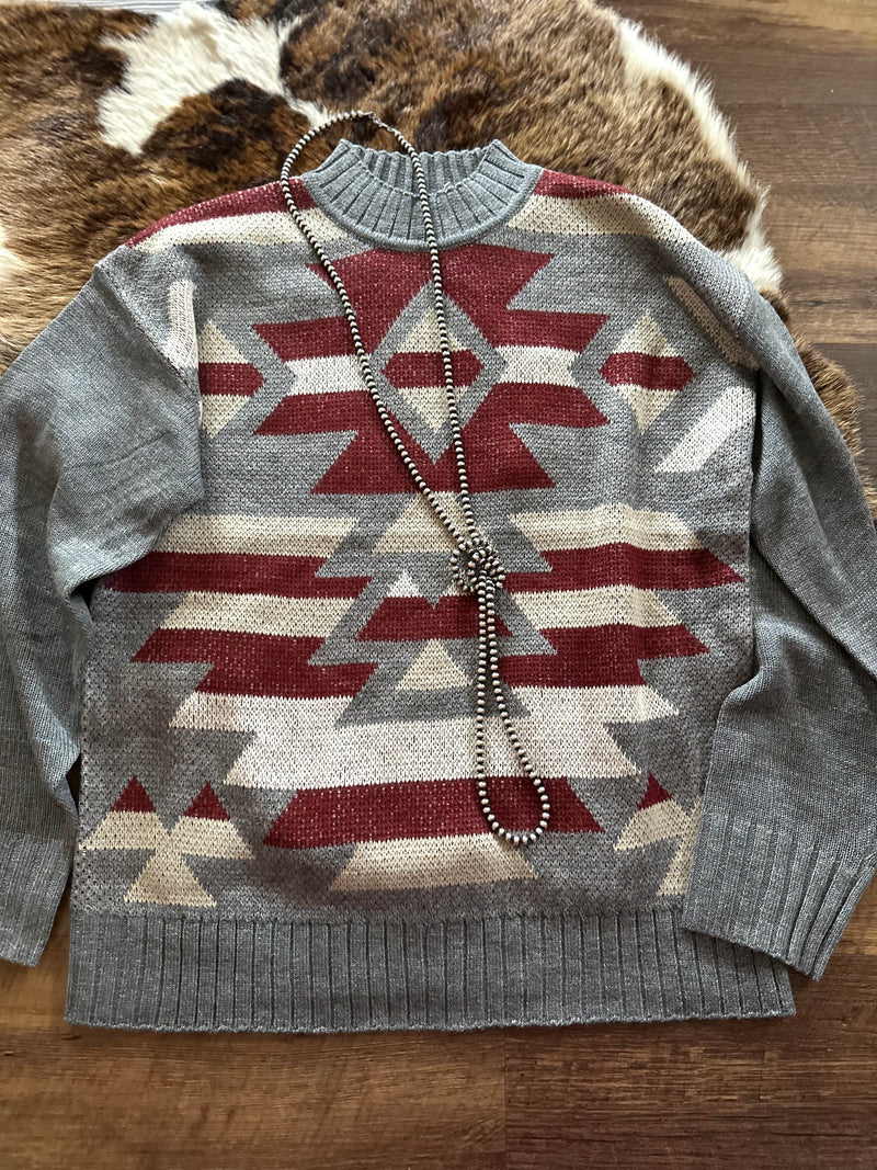 Chic Aztec Sweater - Charcoal