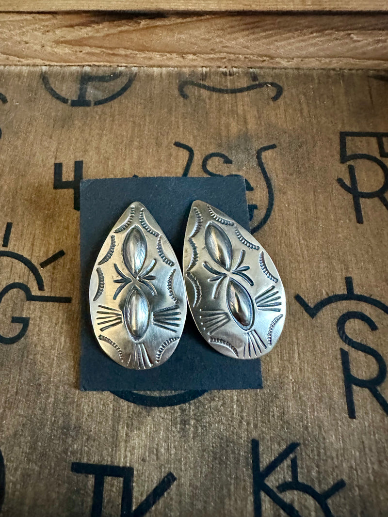 Navajo Stamped Sterling Earrings