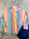 Rainbow Striped Button Down Shirt