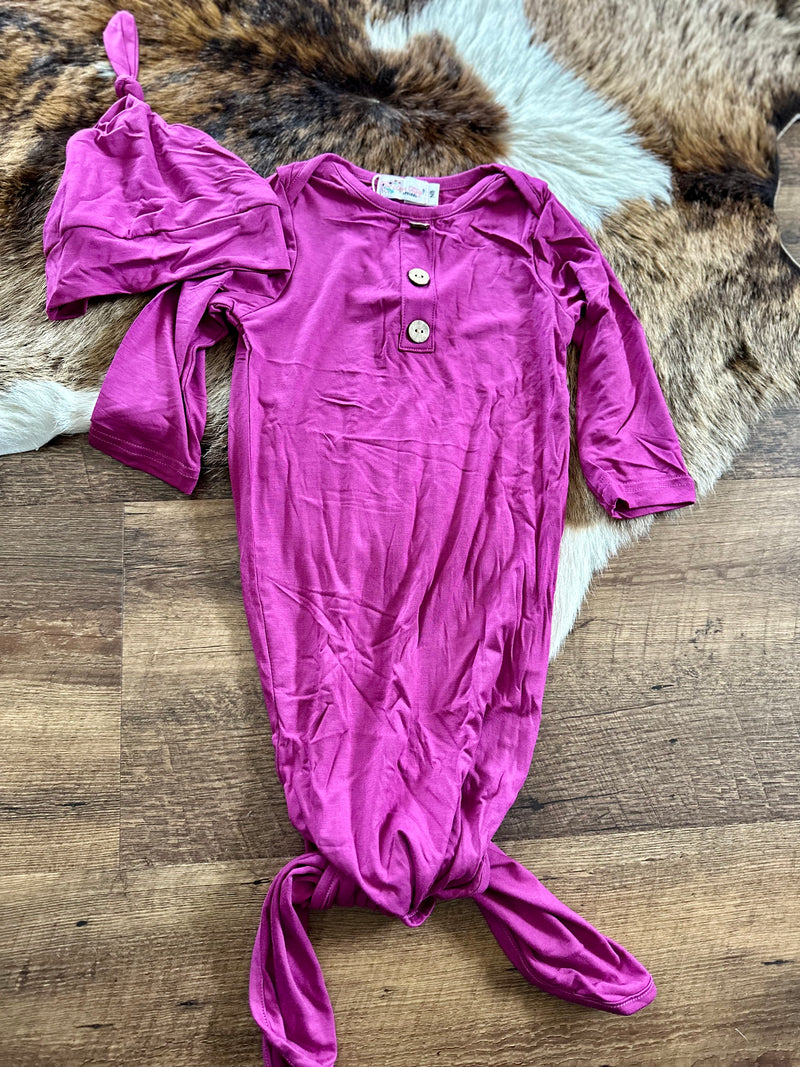 Magenta Bamboo Baby Gown