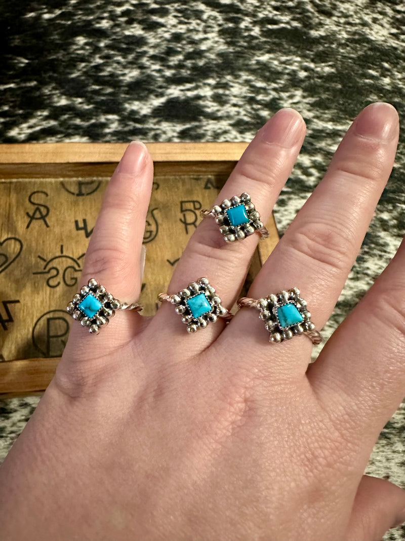 Turquoise Stone Twisted Rope Ring