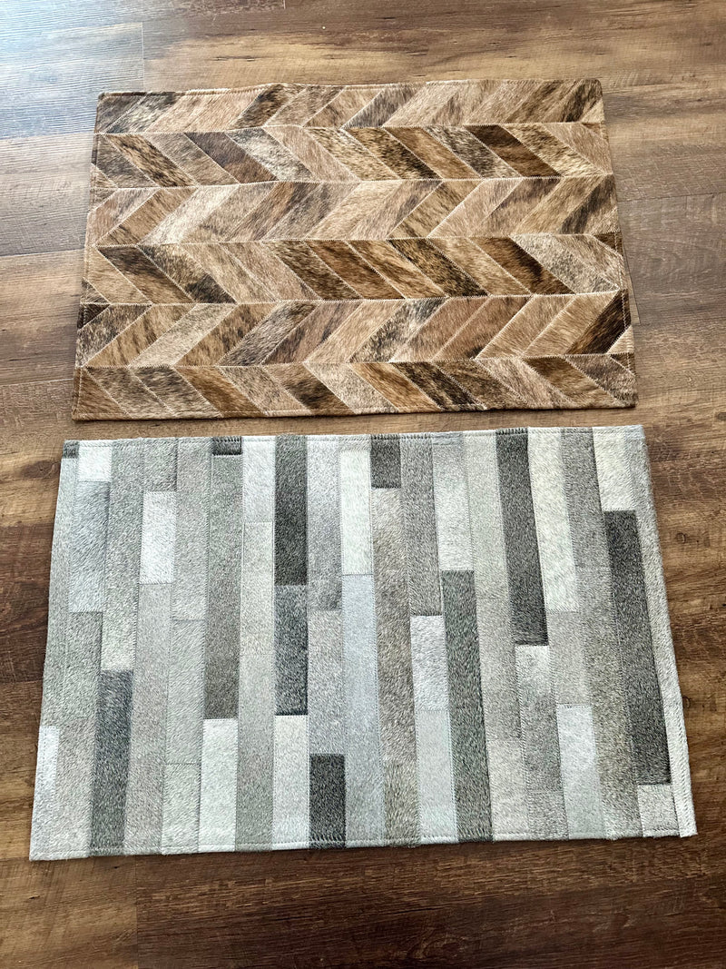 2x3 Stripes Patchwork Cowhide Rugs