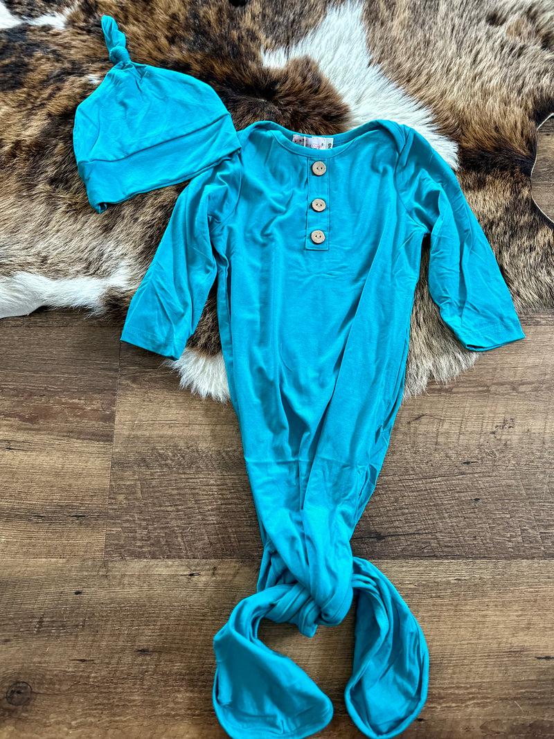 Teal Bamboo Baby Gown