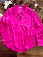 Hot Pink Satin Button Down Top