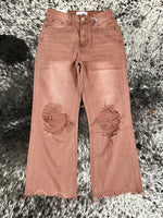 Vervet Distressed Crop Jeans - Russet