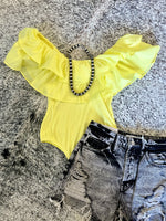Double Ruffled Bodysuit - Light Yellow