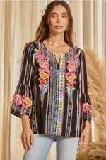 Floral Embroidered Aztec Top
