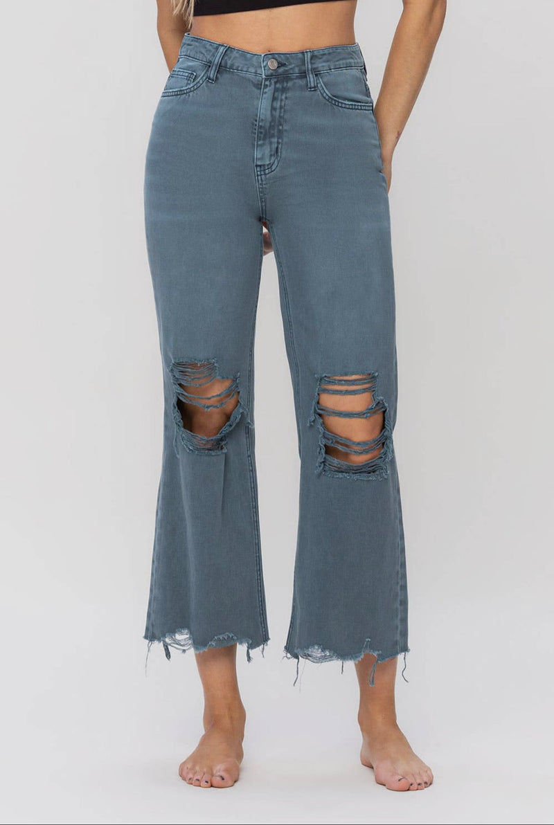 Vervet Distressed Crop Jeans - Balsam