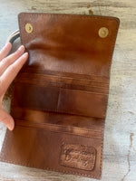 Black Tooled Leather Wallet Wristlet