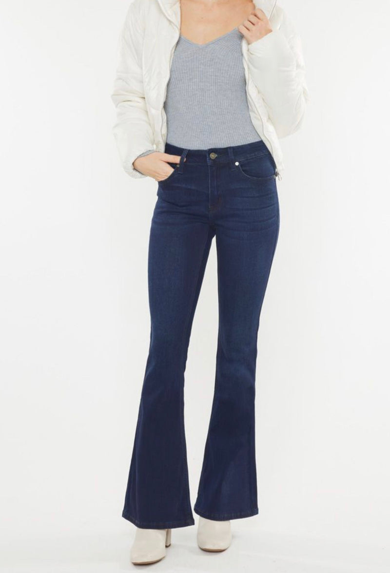 PETITE Kan Can Dark Flare Jeans