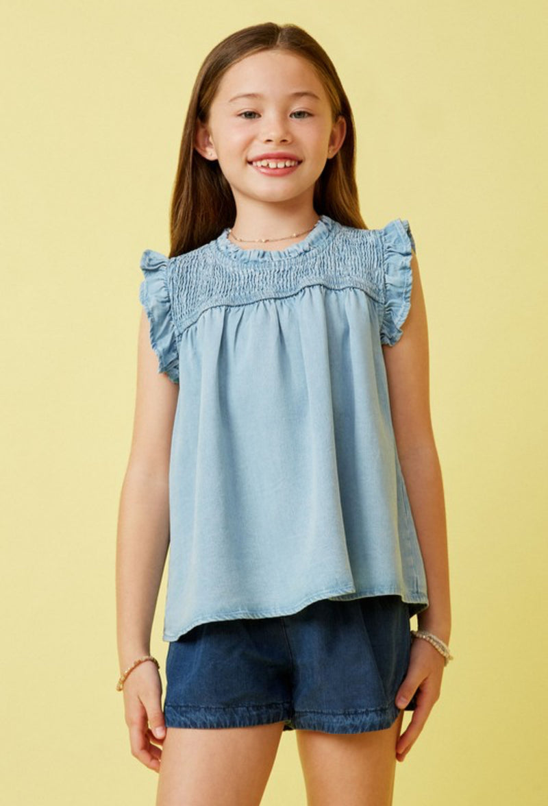 Girls Light Denim Top