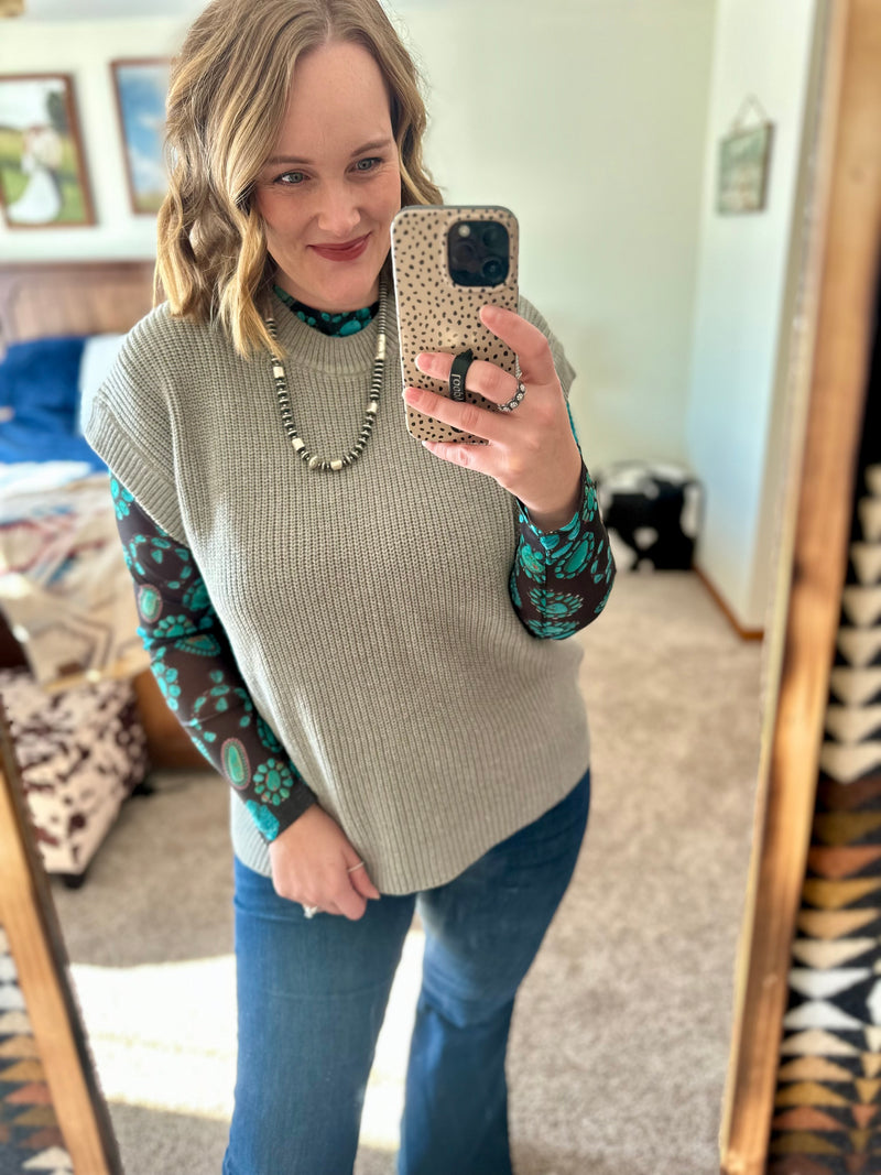 Turquoise Jewel Mesh Top