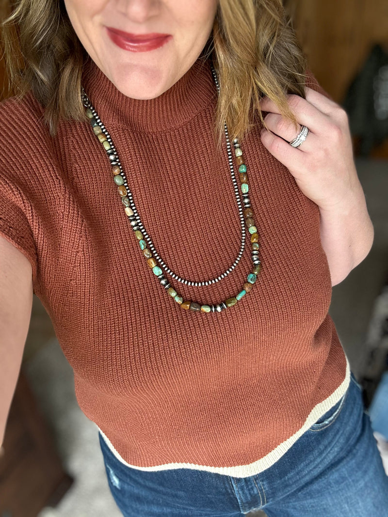 Short Sleeve Sweater Top - Mocha