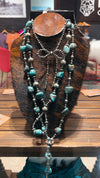 Turquoise/Pearl Lariat Necklace