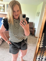 Leather Pleated Shorts with Belt - Black