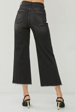 Risen Black Crop Wide Leg Jeans