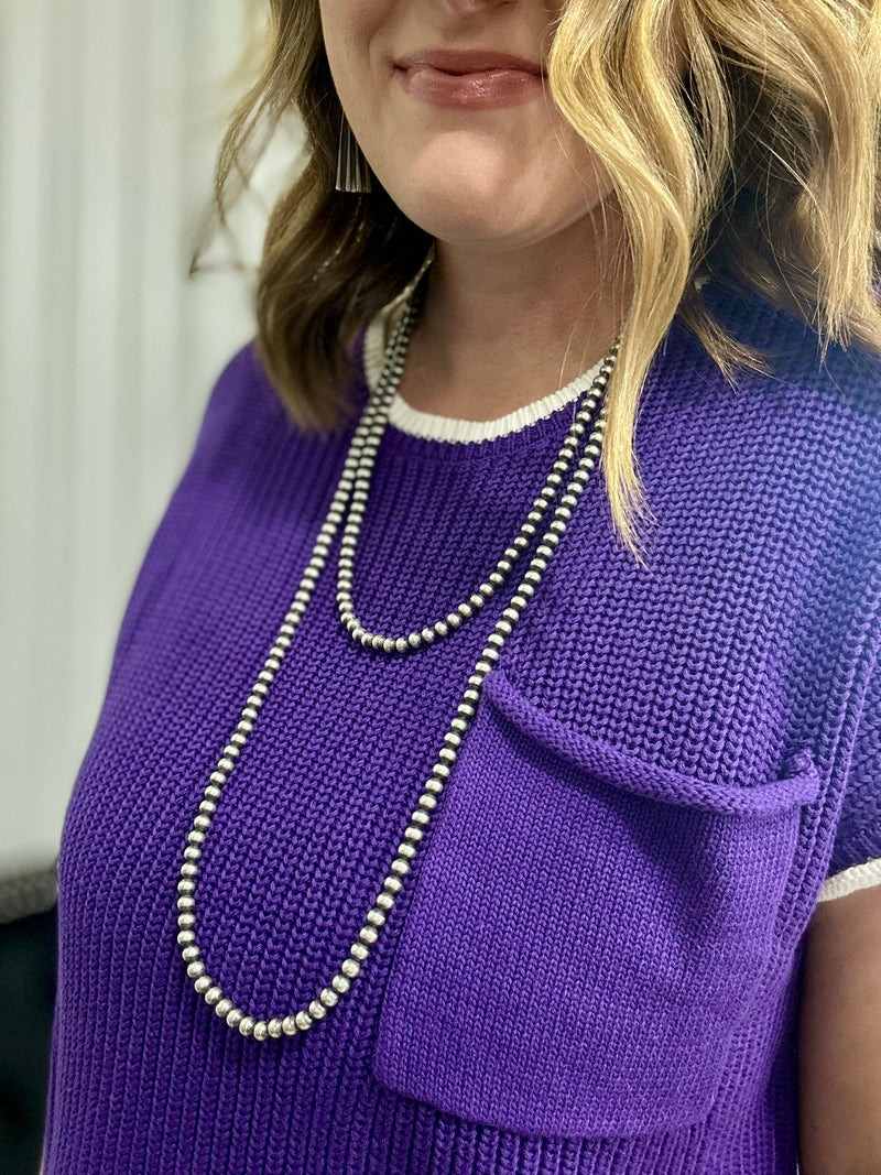 Purple Scalloped Sweater Top