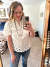 Scalloped Yoke Top - Off White