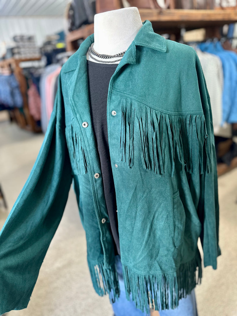 Teal Fringe Jacket