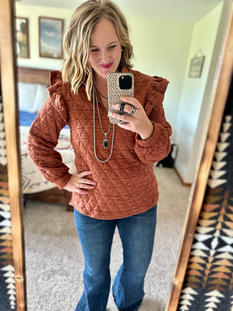 Quilted Pullover - Marsala