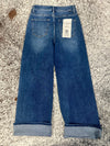 Risen Cuff Wide Leg Jeans with Slant Pocket