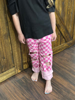 Girls Pink Checker Jeans