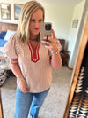 Rust Stripe Puff Sleeve Top