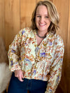 Floral Ruched Button Down Top