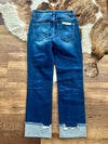 Risen High Rise Straight Cuffed Jeans