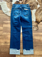 Risen High Rise Straight Cuffed Jeans