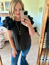 Black Triple Ruffle Sleeve Top