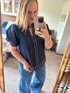 Navy Studded Top