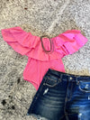 Double Ruffled Bodysuit - Pink