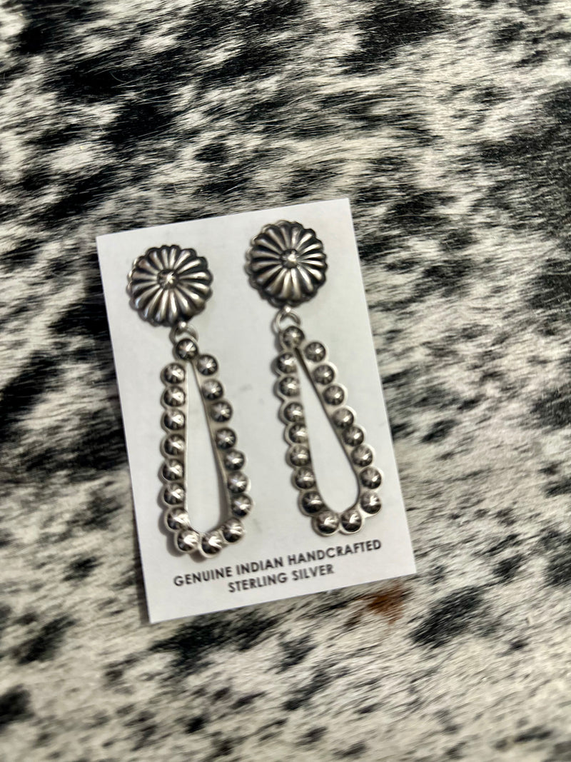Sterling Silver Concho Dangle Earrings