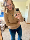 Taupe Ribbed Mock Neck Sweater