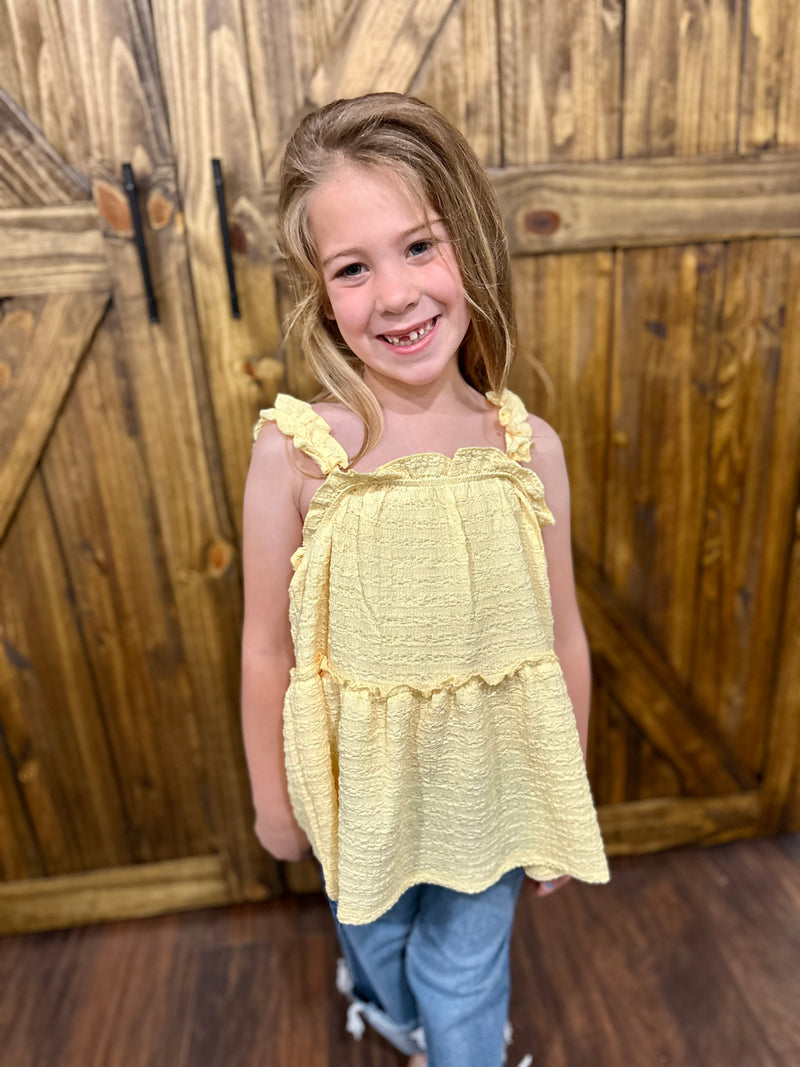Girls Yellow Tier Tank Top