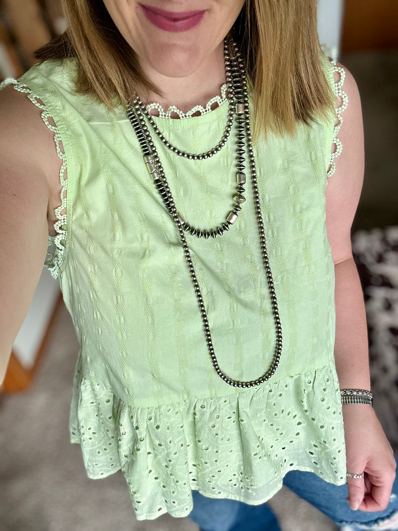 Mint Green Eyelet Tank Top