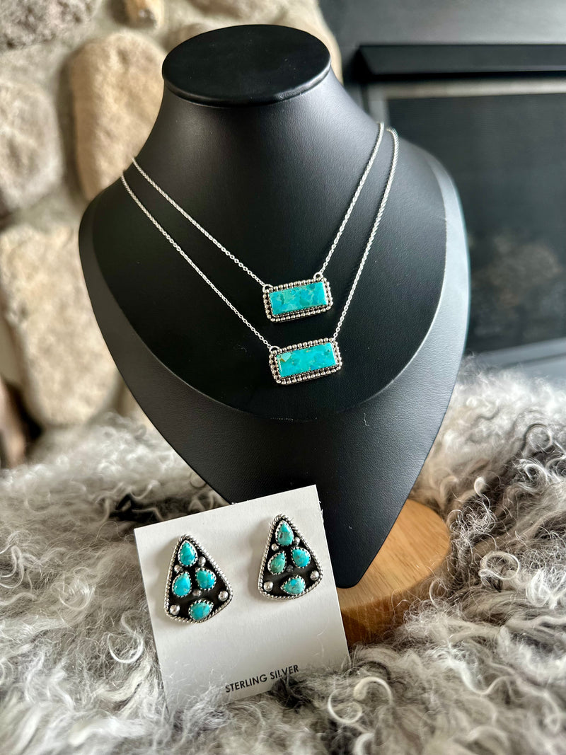 Kingman Turquoise Multi Stone Earrings