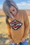 Mustard Aztec Long Sleeve Tee