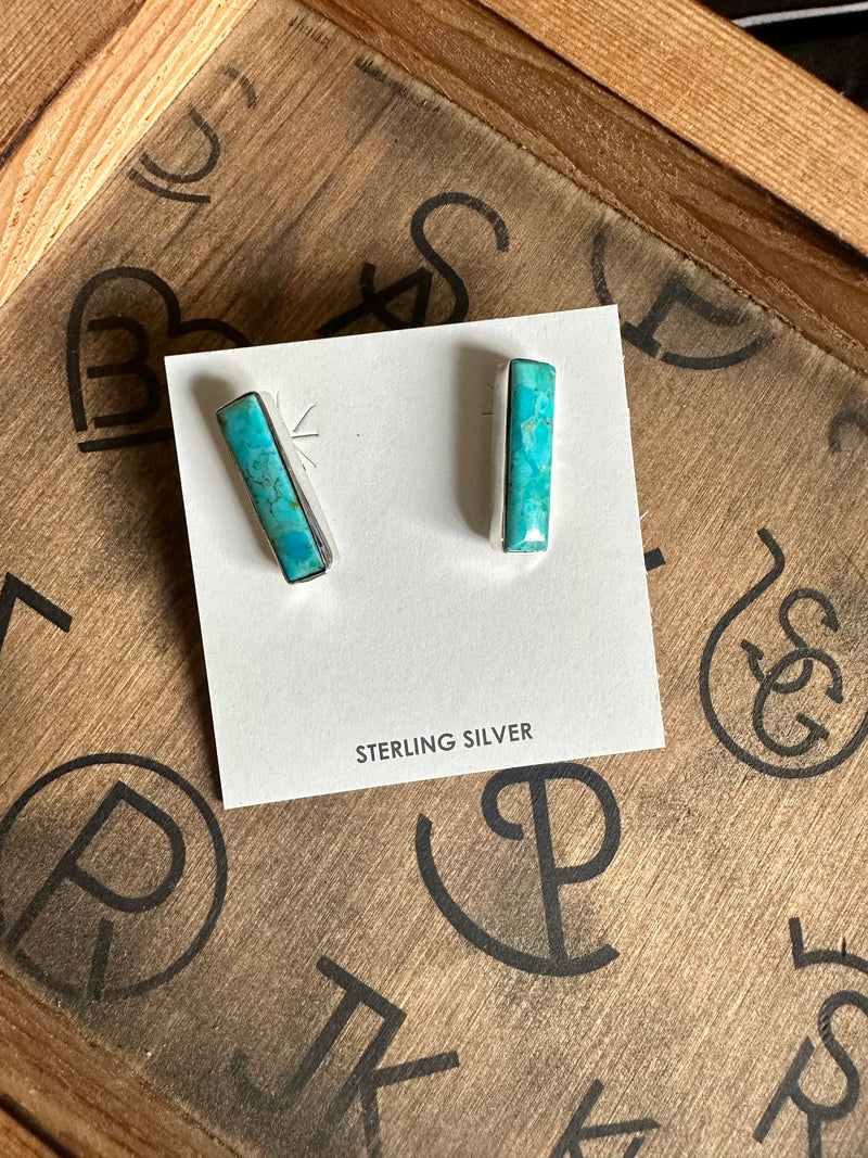 Turquoise Bar Stud Earrings