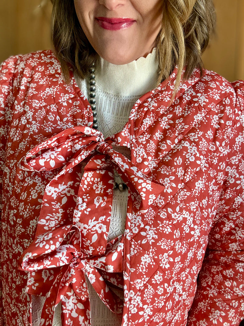 Rust Floral Quilted Jacket