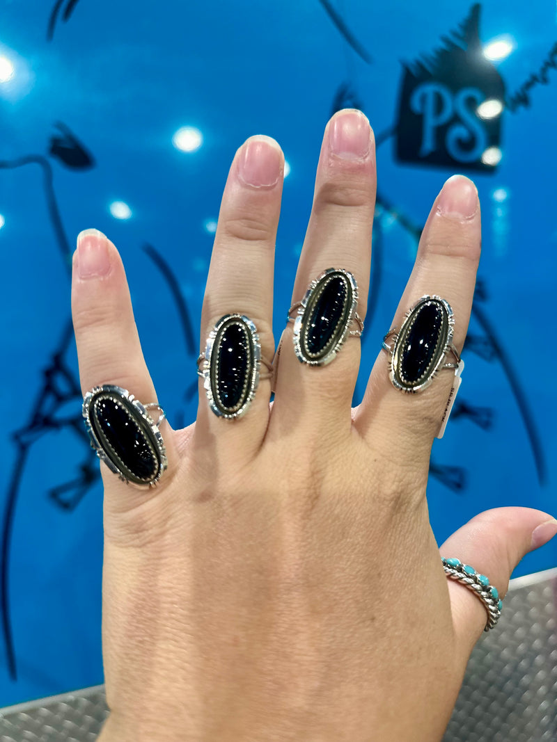 Black Onyx Oval Rings