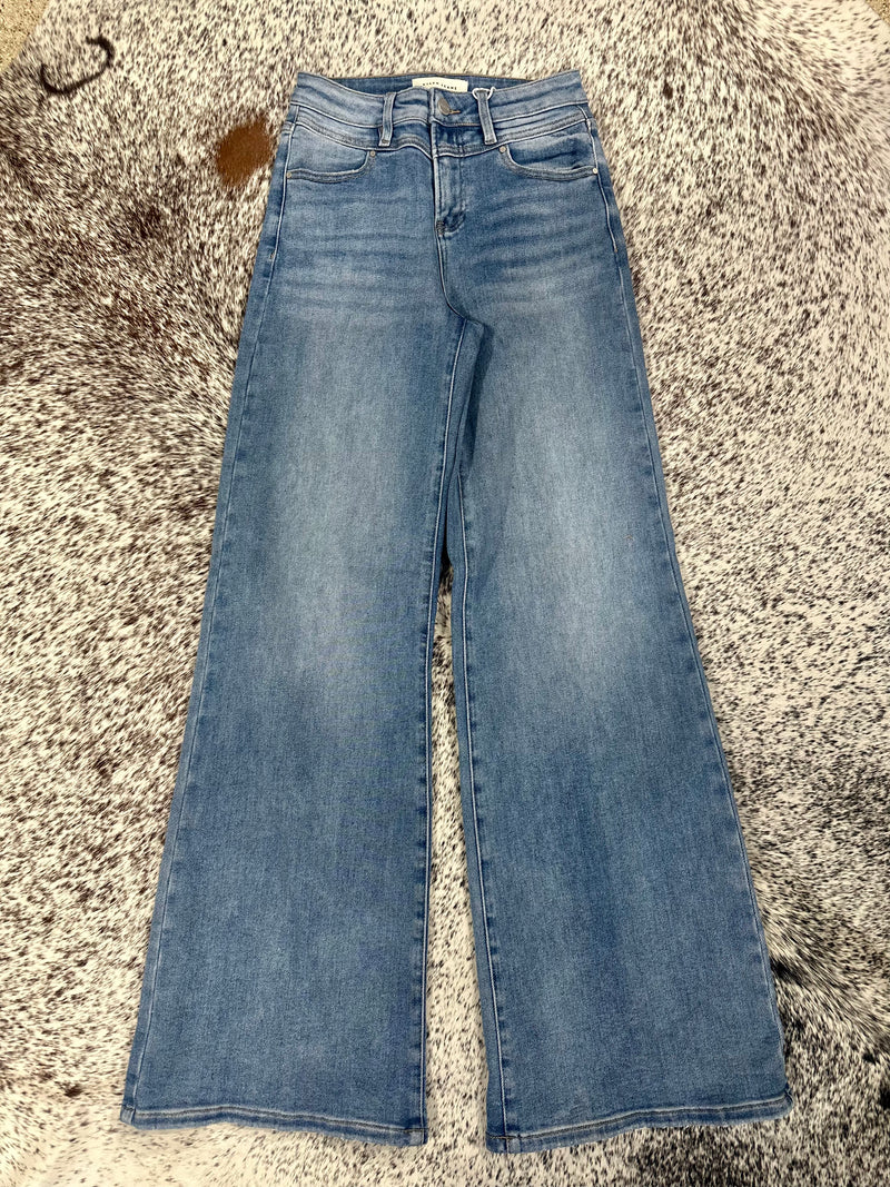 Risen High Rise Wide Front Yoke Jeans