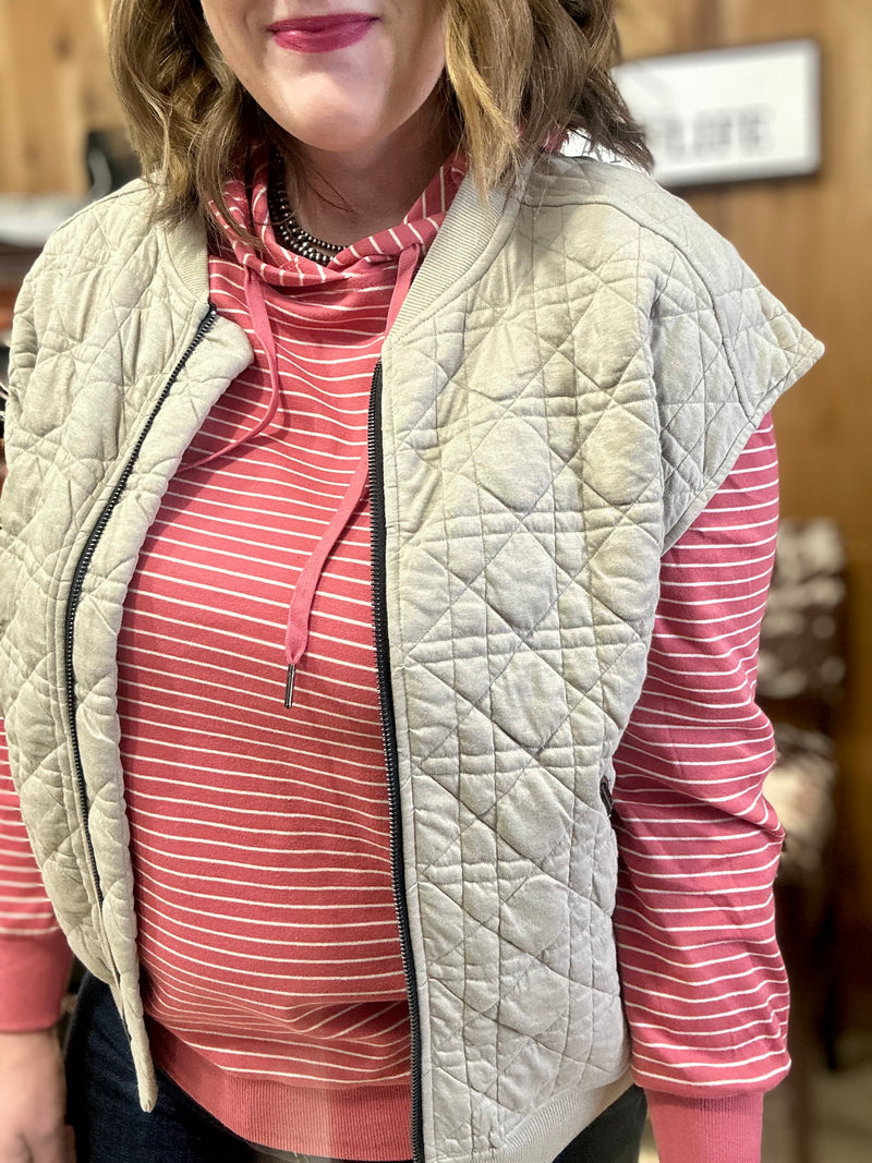 Greige Quilted Jersey Vest
