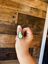 Ring- adjustable- Prehnite turquoise ring and sterling silver